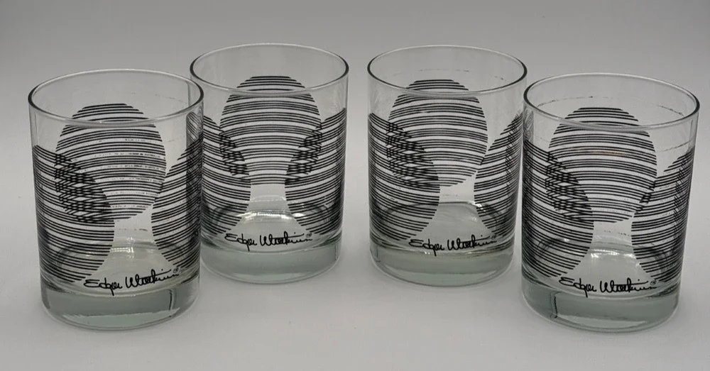 Edgar Watkins Ecclipse Set Of 4 MCM Design Whiskey Lo Ball Drinking Glasses